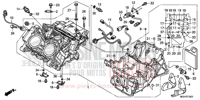 CARTER MOTEUR (VFR1200XD/XDA/XDL/XDS) de VFR1200X "Crosstourer" DCT PEARL COSMIC BLACK (NHA64) 2015